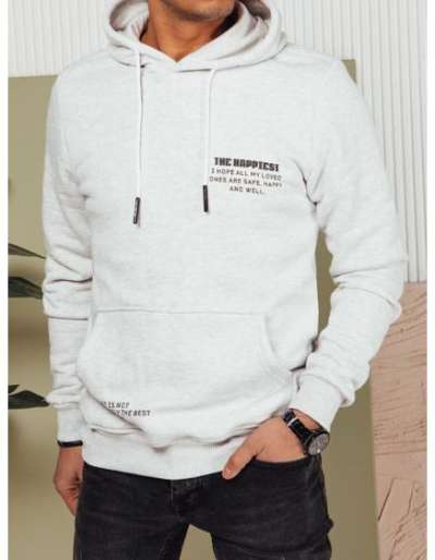 Férfi kapucnis pulóver világosszürke