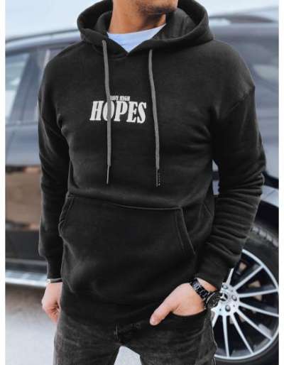 Férfi nyomtatott pulóver fekete