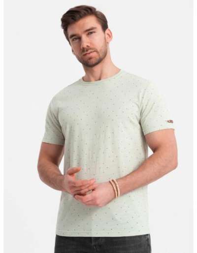 Férfi póló BASIC V4 OM-TSCT-0178 zöld, dekoratív hatású férfi póló BASIC