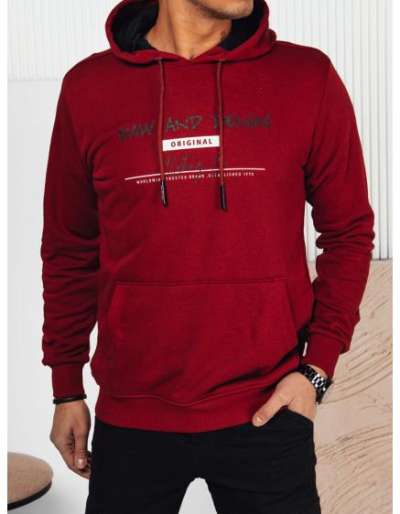 Férfi kapucnis pulóver VIRAS bordó, nyomtatott