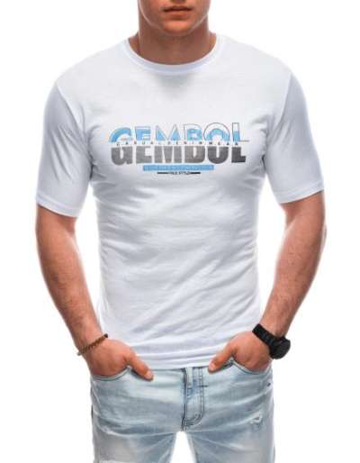 Férfi nyomtatott póló S1921 fehér