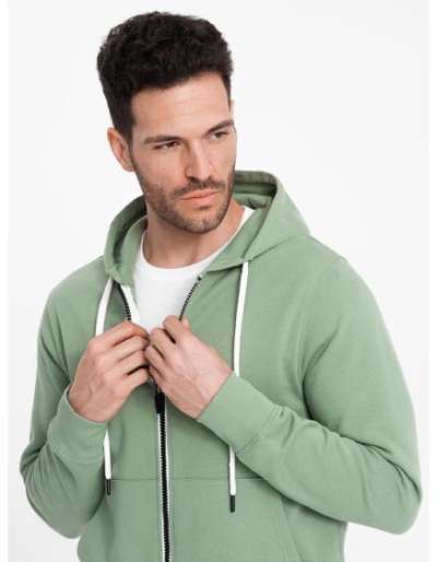 Férfi kapucnis pulóver BASIC zöld