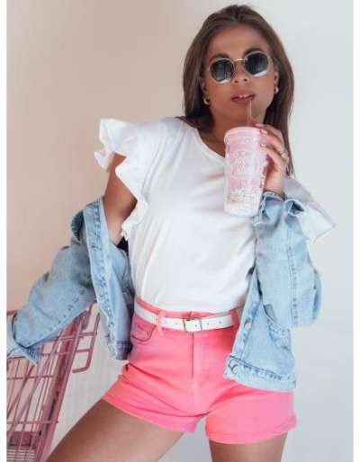 Női farmer rövidnadrág GLAMWEAR rózsaszín