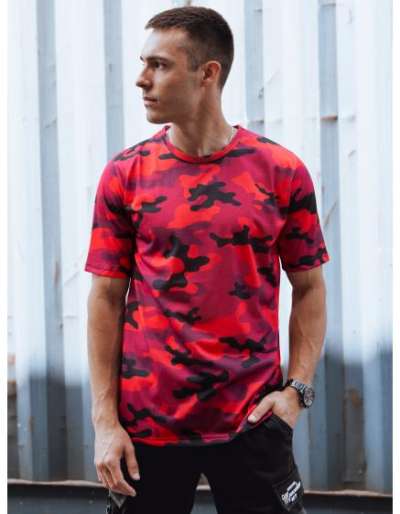 Férfi terepszínű póló CAMORA piros