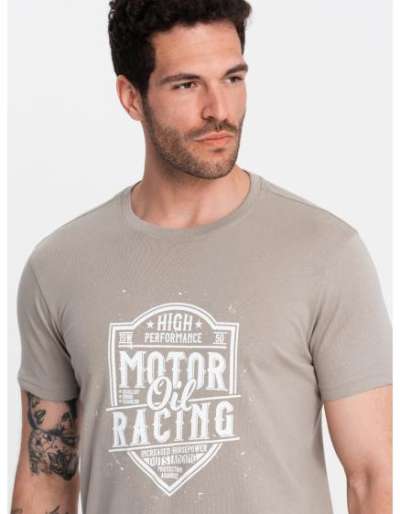 Férfi motorkerékpár nyomtatott póló Ash