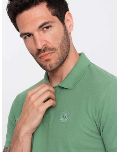 Férfi egyszínű, kötött pólóing BASIC zöld