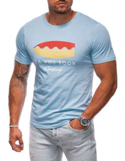 Férfi nyomtatott póló S2003 kék