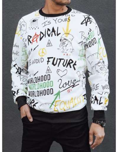 Férfi kapucnis pulóver NICER fehér