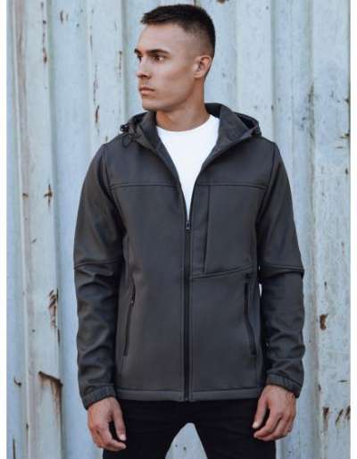 Férfi átmeneti kapucnis softshell dzseki sötétszürke