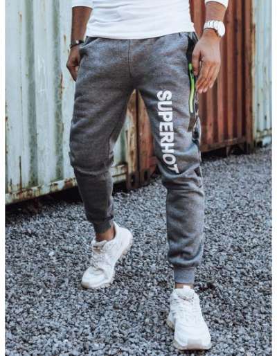 Férfi nyomtatott melegítőnadrág Antracit