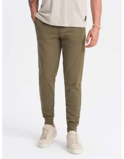 Férfi pamut jogger BASIC jogger olívazöld férfi jogger
