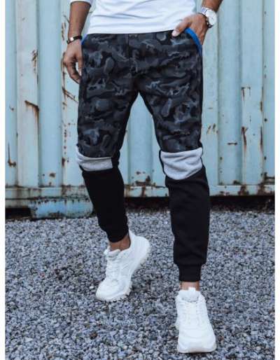 Férfi terepszínű tréningnadrág fekete