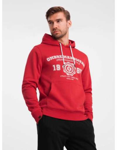 Férfi kenguru mintás pulóver piros