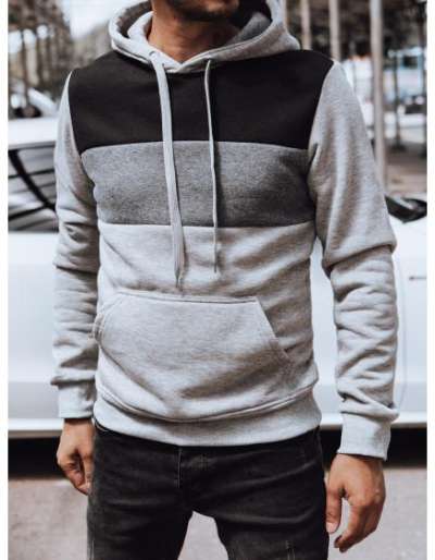 Férfi kapucnis pulóver, világosszürke BX5830