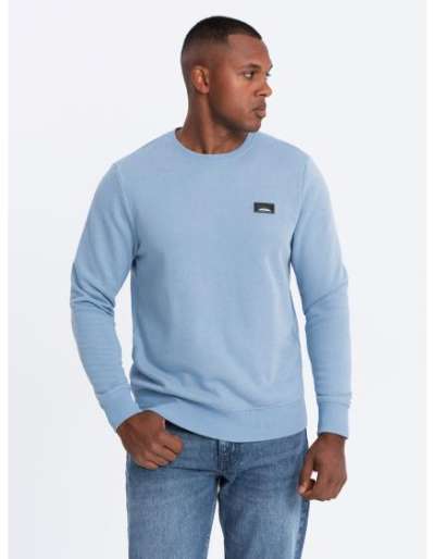 Férfi pulóver fém kitűzővel kék