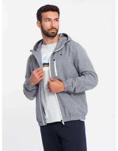 Férfi könnyű sportdzseki fleece béléssel szürke