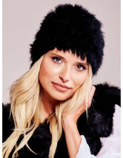 Fekete műszőrme sapka