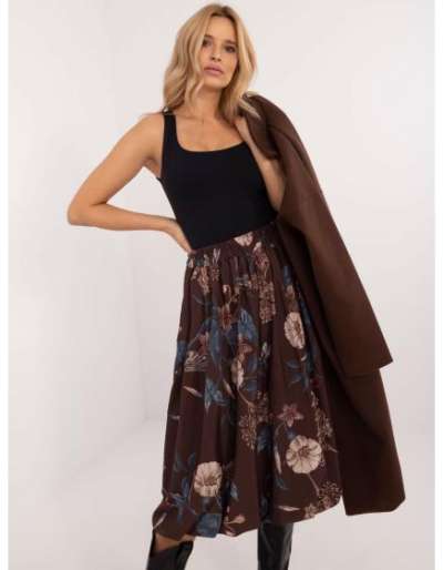 Barna midi virágos bomber szoknya