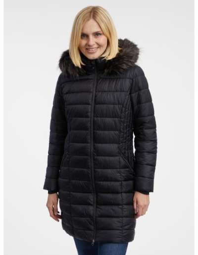 Fekete női steppelt kabát