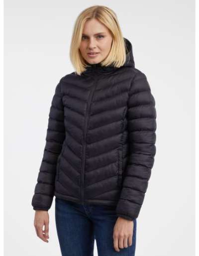 Fekete női steppelt kabát