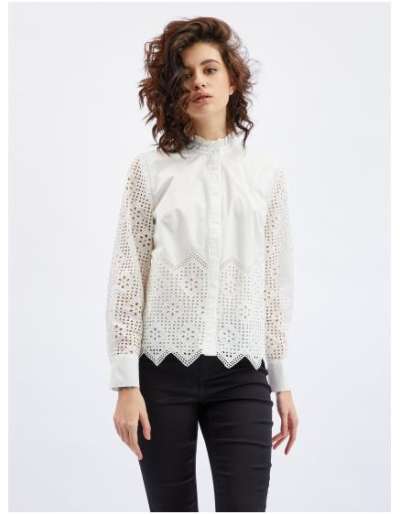Fehér női blúz dekoratív részletekkel