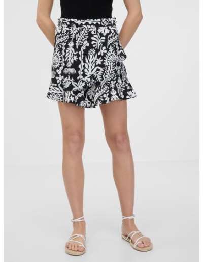 Fekete női fodros rövidnadrág
