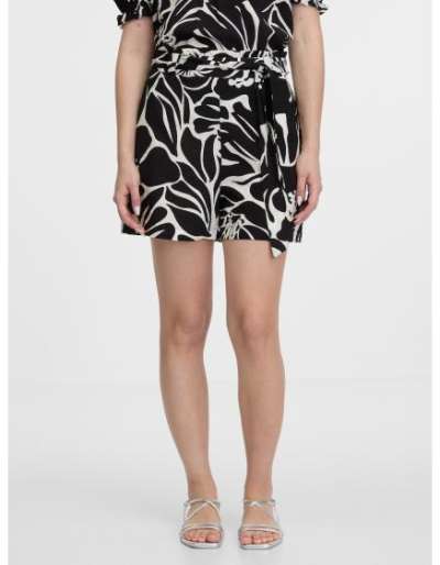 Fekete női mintás rövidnadrág