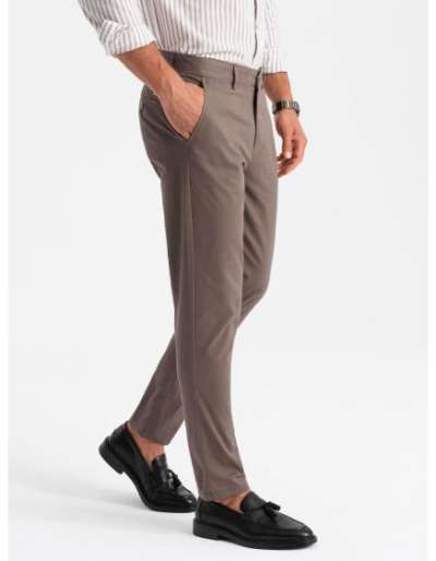 Férfi REGULAR FIT egyenruhás chino nadrág - barna