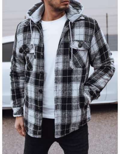 Férfi szigetelt kabát kapucnival fekete