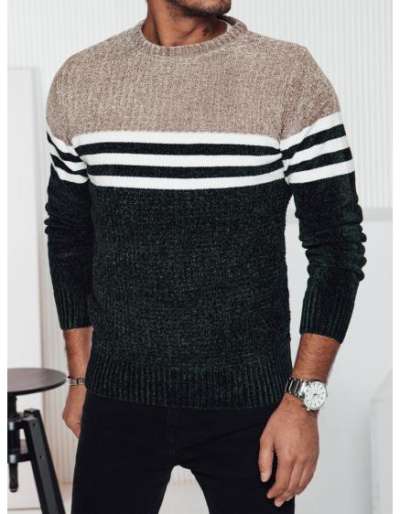 Férfi csíkos zöld pulóver