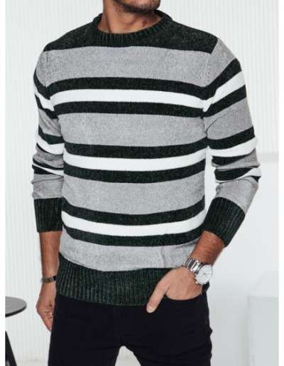 Férfi szürke csíkos pulóver