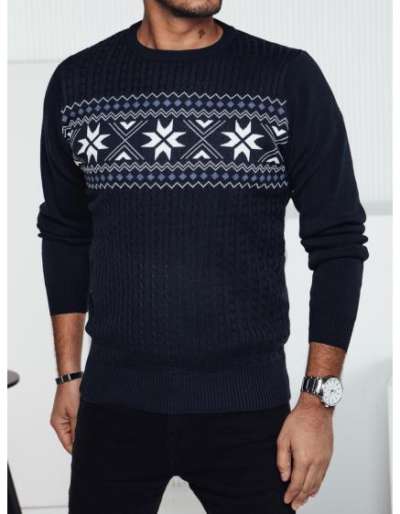 Férfi sötétkék pulóver