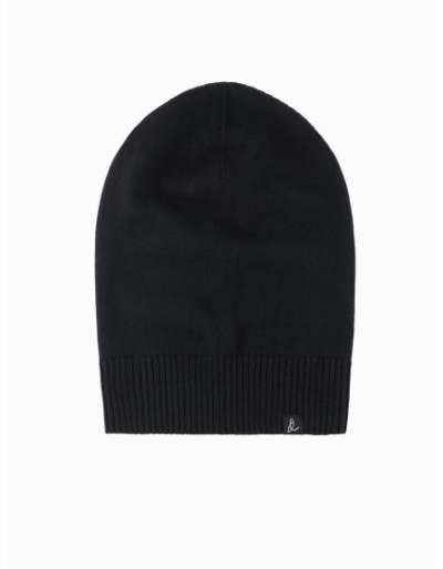 Férfi téli sapka pamut kötött anyagból - fekete V1