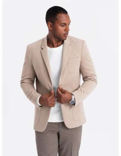 Férfi kabát kapucnis béléssel és magas gallérral - sötétkék V3