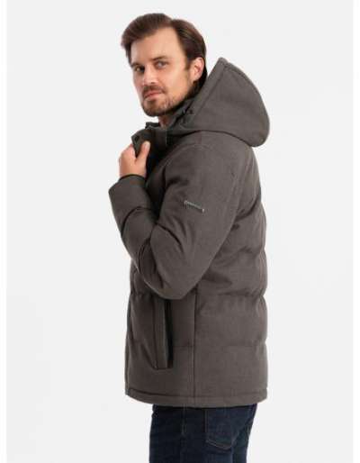 Férfi könnyű kapucnis kabát hálós béléssel - olívazöld V2