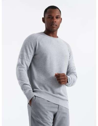 Férfi raglan pulóver bordázott ujjakkal - szürke V3