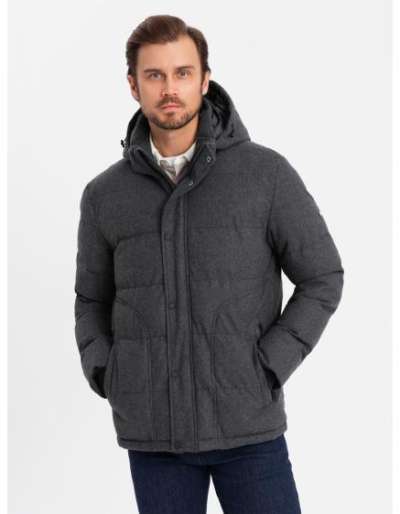 Férfi könnyű dzseki hálós béléssel és kapucnival - fekete V4