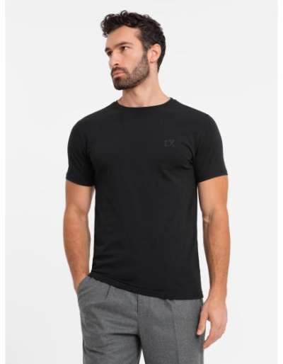Férfi kerek nyakú SLIM FIT póló logóval - fehér V1 OM-TSCT-0220 OM-TSCT-0220