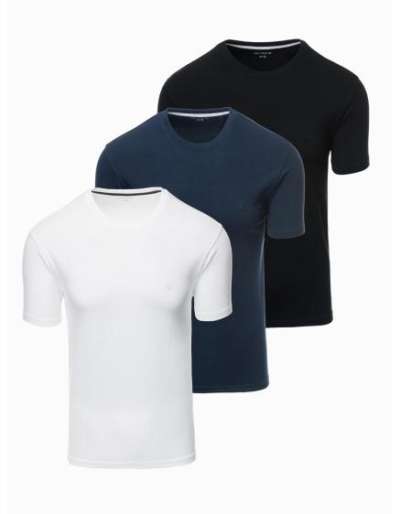 Férfi pamut BASIC pólószett kerek nyakú - fekete/fehér/sötétkék V1 OM-TSBS-0232 OM-TSBS-0232