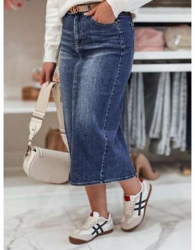 Fazonú, hasított farmer midi-szoknya MERITTA sötétkék