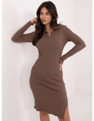 Barna bordázott pamut alapruha