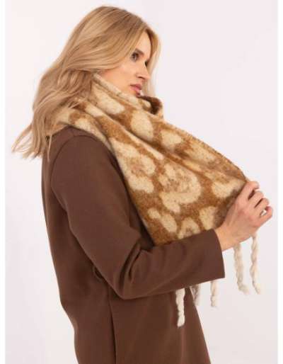 Bézs és kő téli sál bojtokkal