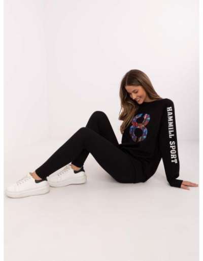 Fekete női tréningruha leggingsszel