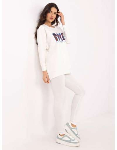 Ecru színű, kétrészes tréningruha bordás leggingsszel