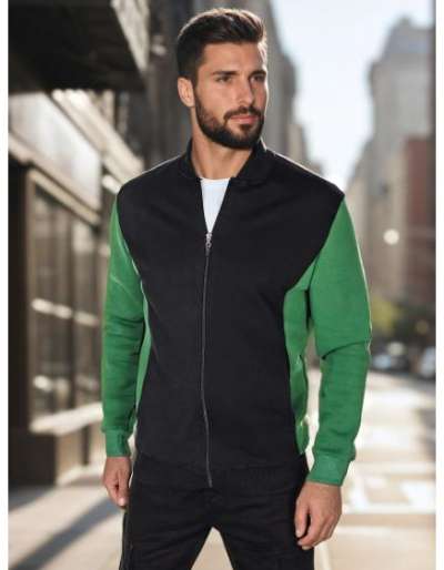 Férfi pulóver állógalléros, fekete