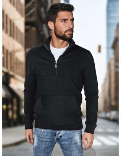 Férfi pulóver állógallérral, fekete