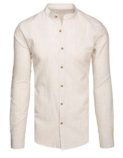 Férfi ing galléros, hosszú ujjú, világos bézs