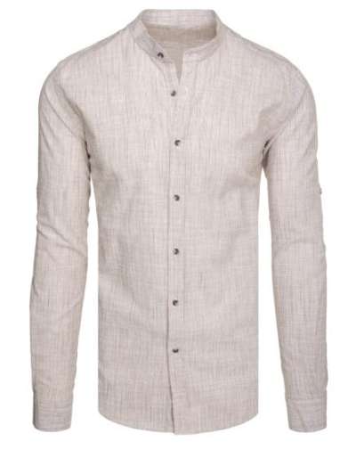 Férfi ing galléros, hosszú ujjú, barna