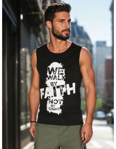 Férfi ujjatlan póló, fekete