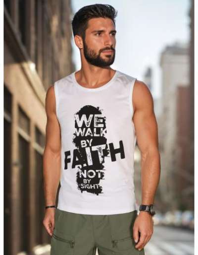 Férfi ujjatlan póló, fehér